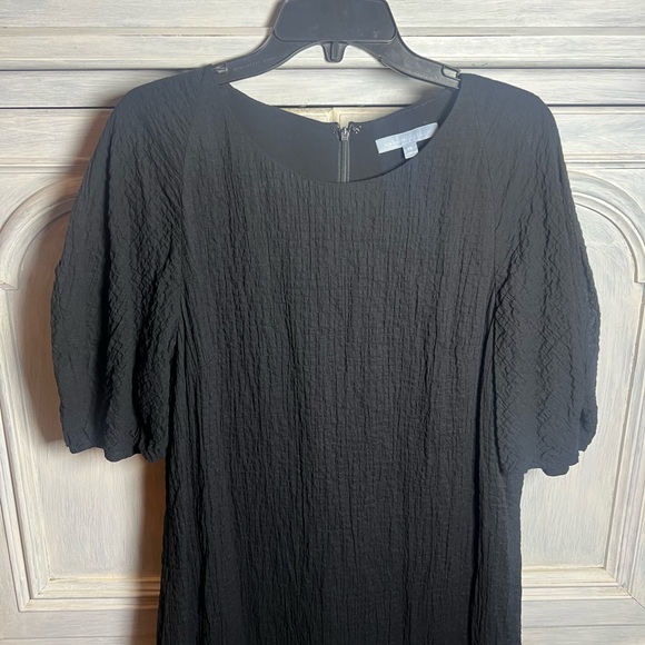 Antonio Melani Black Textured‎ Gauzy Puff Sleeve Lidia Dress Midi Minimalist - Picture 7 of 9